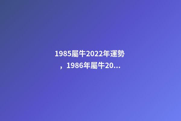 1985屬牛2022年運勢，1986年屬牛2022 年運勢 1985年牛2022年運勢如何 財運職場大幅度改善